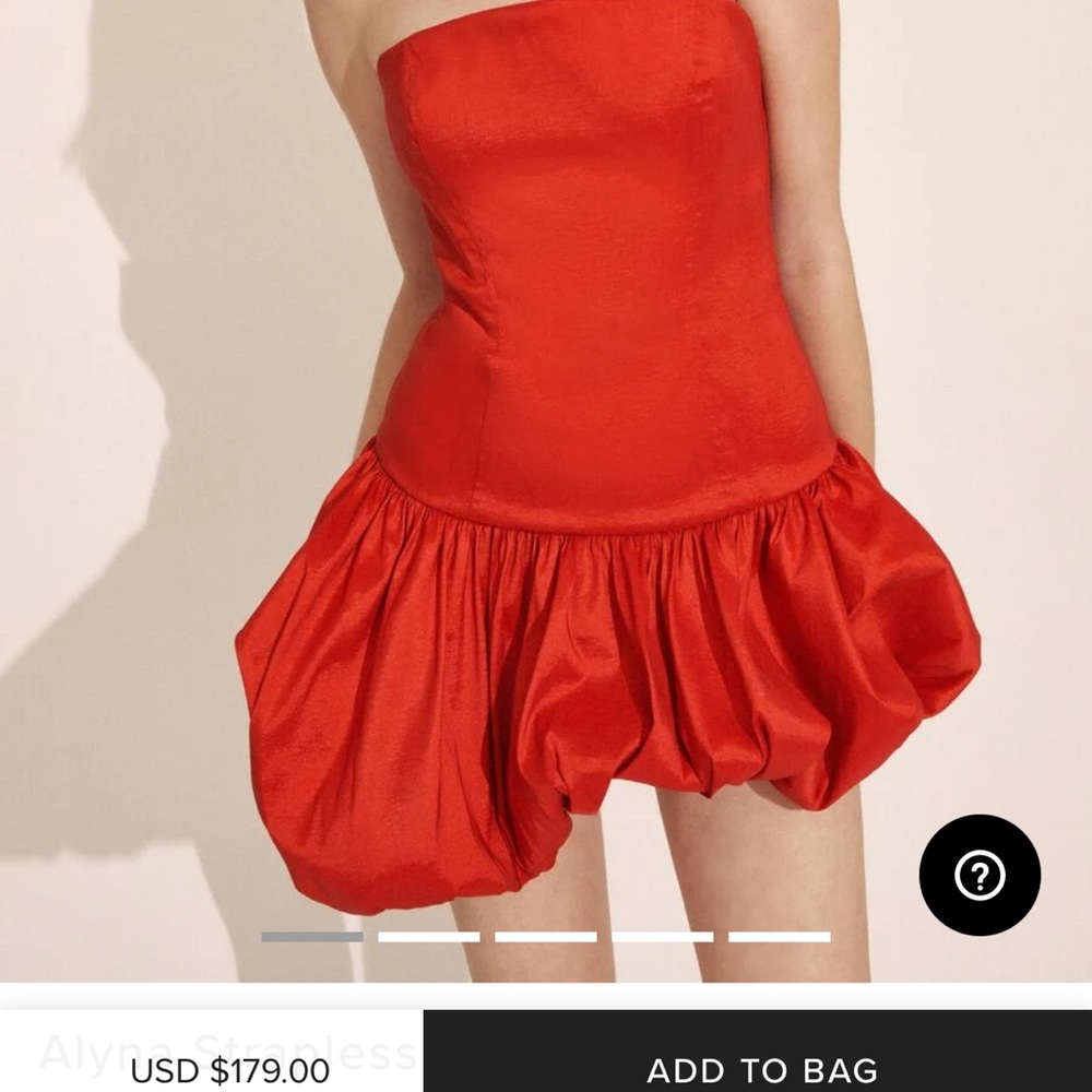 Bardot Strapless Scarlet Satin Dress